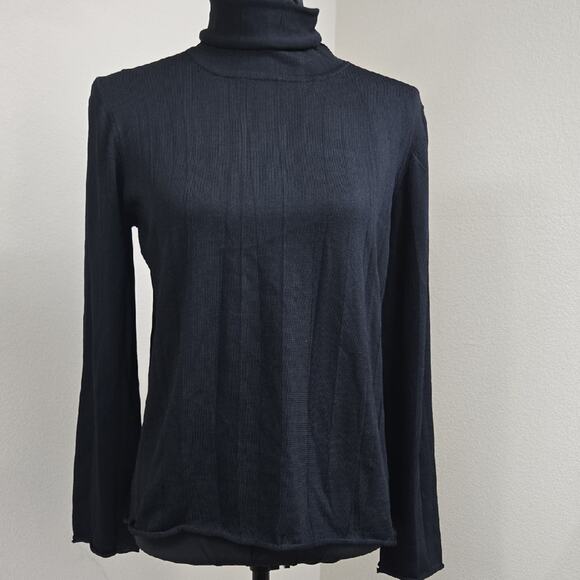Babette Black Long Sleeve Mock Neck Top – Size L - Picture 1 of 8